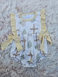 Yellow/Wht Cross Flutter Onesie